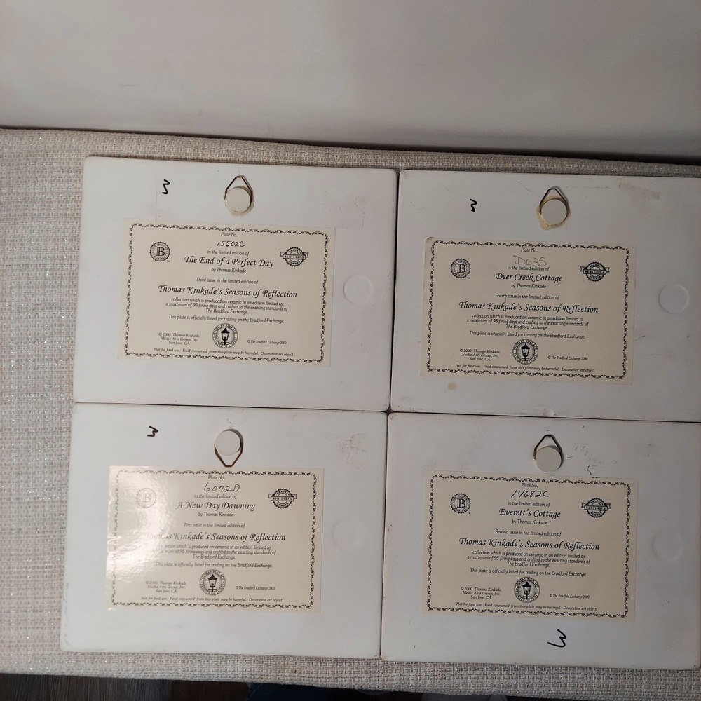 Thomas Kinkade Seasons of Reflection Bradford Exchange Ceramic Plate Set of 4 - Picture 6 of 12